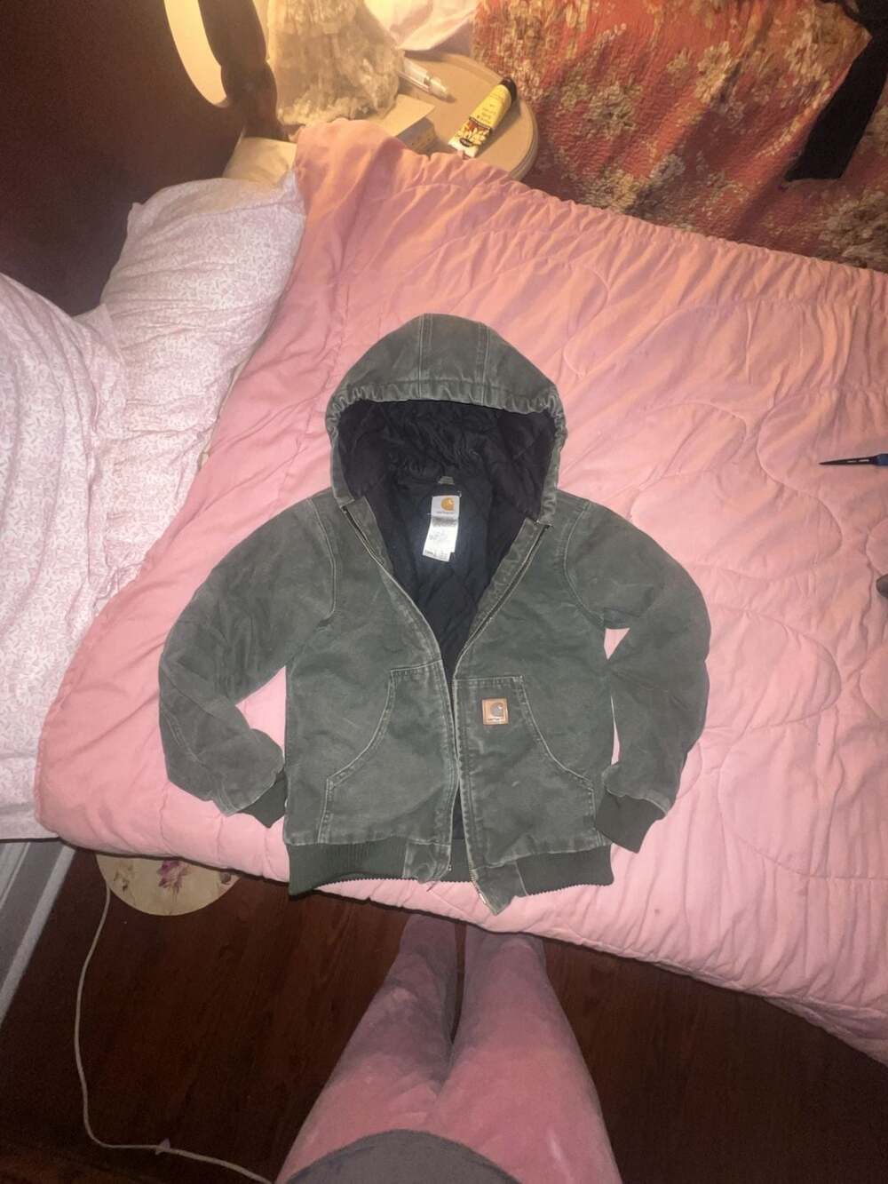 Carhartt Quilt Lined Active Jacket YYJ130 MOS Moss Green Youth Large 10/12